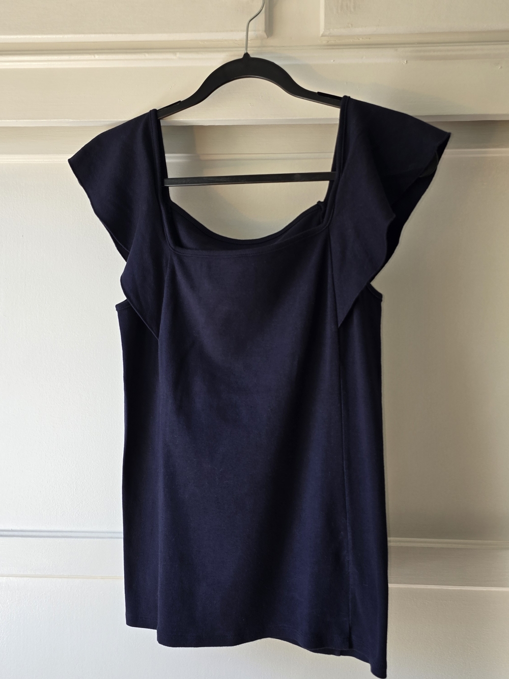 Anthropologie Three Dots Navy Ruffle-Sleeve Women’s Tank Top